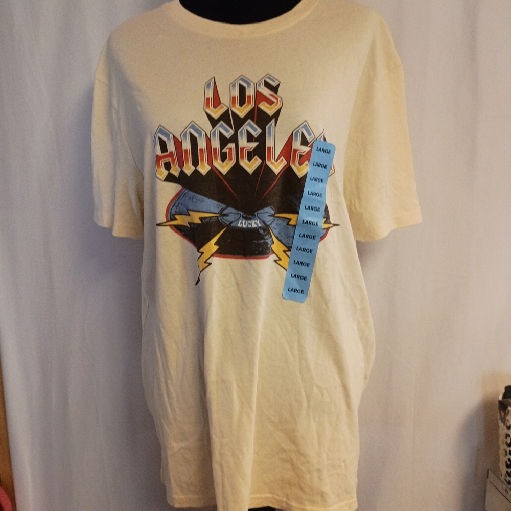 Lucky Brand Los Angeles Graphic Short Sleeve T-Shirt - Cream Multi